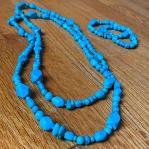 Genuine Turquoise Necklace and Bracelet Set